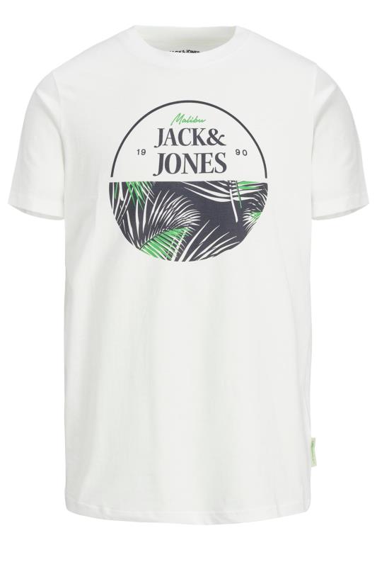 JACK & JONES Big & Tall Plus Size White Logo Palm Leaf Print T-Shirt | BadRhino  2