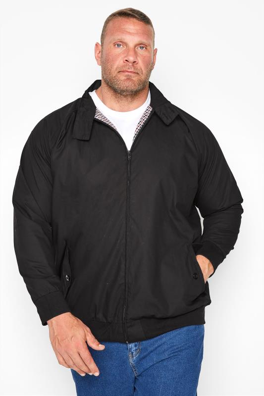 Men's Jackets KAM Big & Tall Black Harrington Jacket