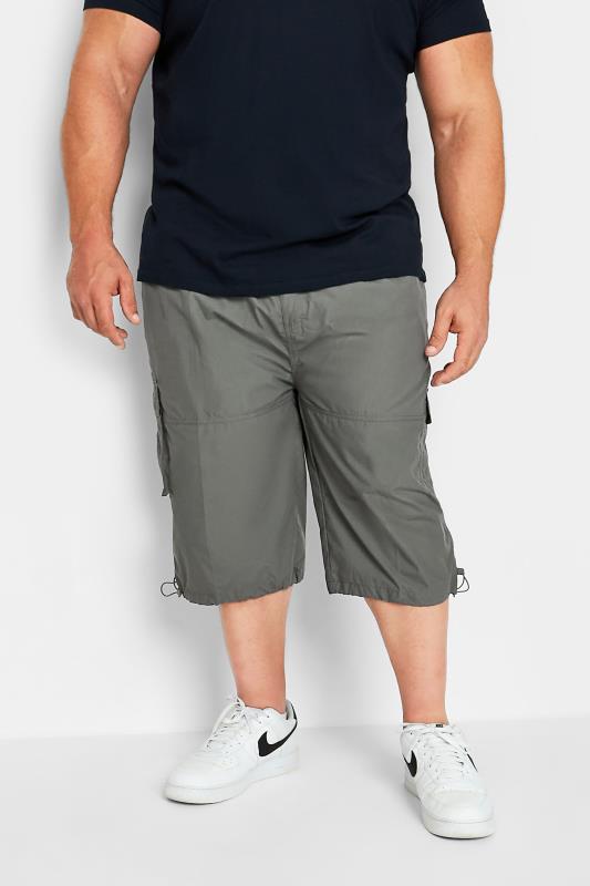 Men's Cargo Shorts D555 Big & Tall Grey Leg Pocket Cargo Shorts