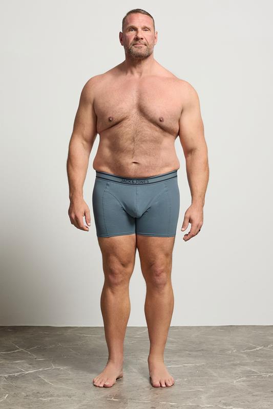 JACK & JONES Big & Tall 3 Pack Blue/Grey/Navy Blue Boxers | BadRhino 3
