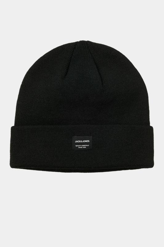 JACK & JONES Black Patch Logo Beanie | BadRhino 1