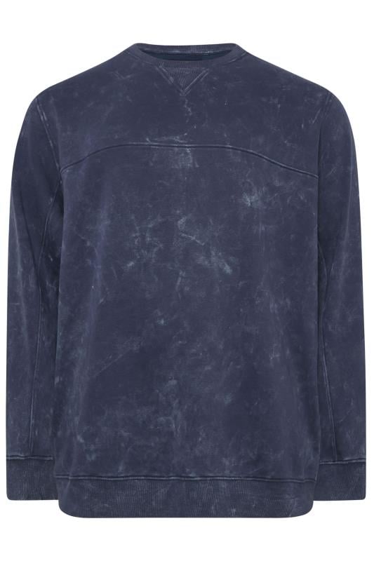 BadRhino Big & Tall Navy Blue Acid Wash Sweatshirt | BadRhino 4