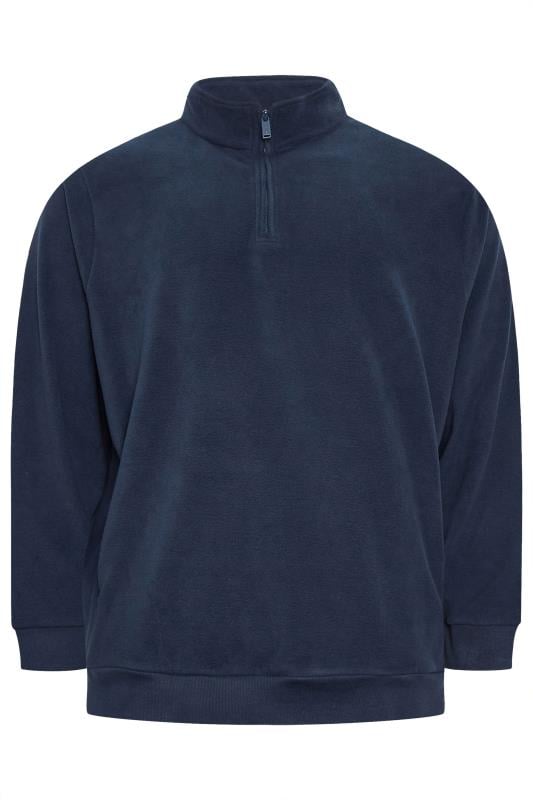 STUDIO A Big & Tall Navy Blue Quarter Zip Fleece | BadRhino 4