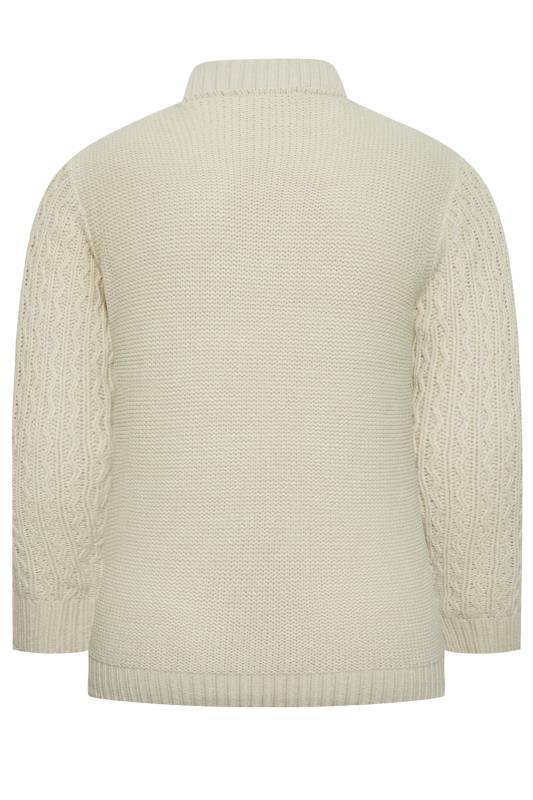 BadRhino Big & Tall Cream Crew Neck Cable Knit Jumper | BadRhino 4