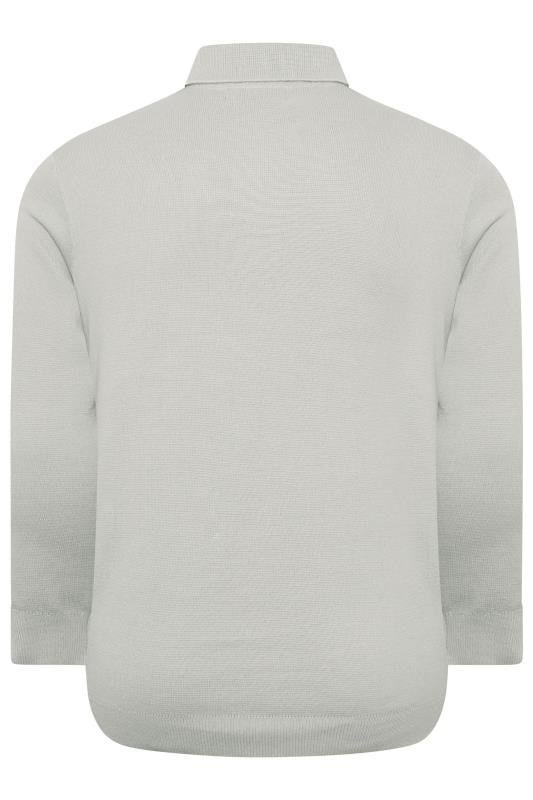 BadRhino Big & Tall Grey Milano Knit Quarter Zip Jumper | BadRhino 4