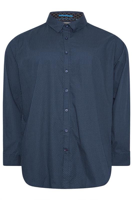 D555 Big & Tall Blue Geometric Print Shirt | BadRhino 1