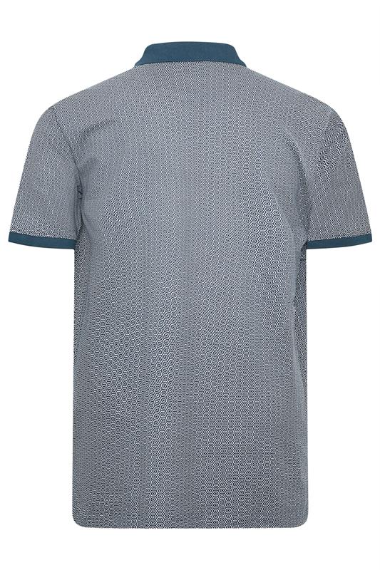 KAM Big & Tall Navy Blue Geometric Print Polo Shirt | BadRhino 4