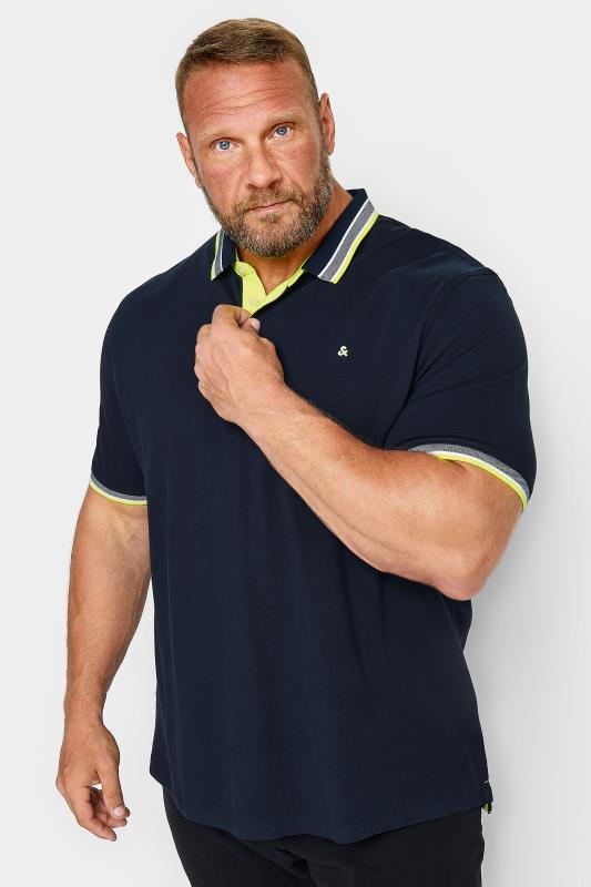 Men's  JACK & JONES Big & Tall Navy Blue & Green Polo Shirt