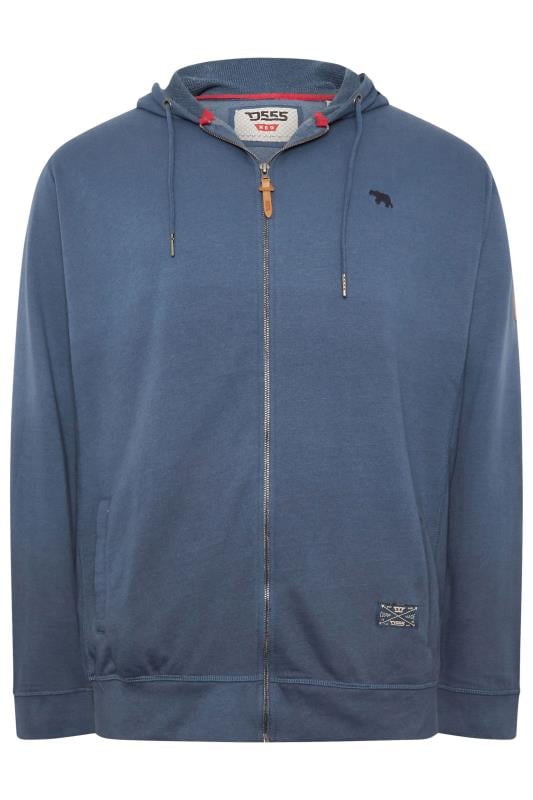 D555 Big & Tall Blue Zip Through Hoodie | BadRhino 3