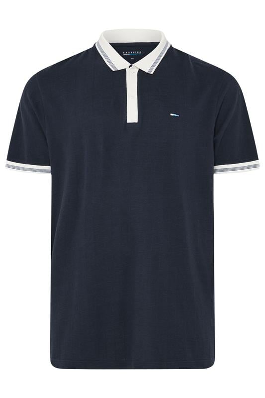BadRhino Big & Tall Navy Blue Tipped Short Sleeve Polo Shirt | BadRhino 6