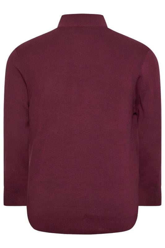 BadRhino Big & Tall Burgundy Red Milano Quarter Zip Jumper | BadRhino 5