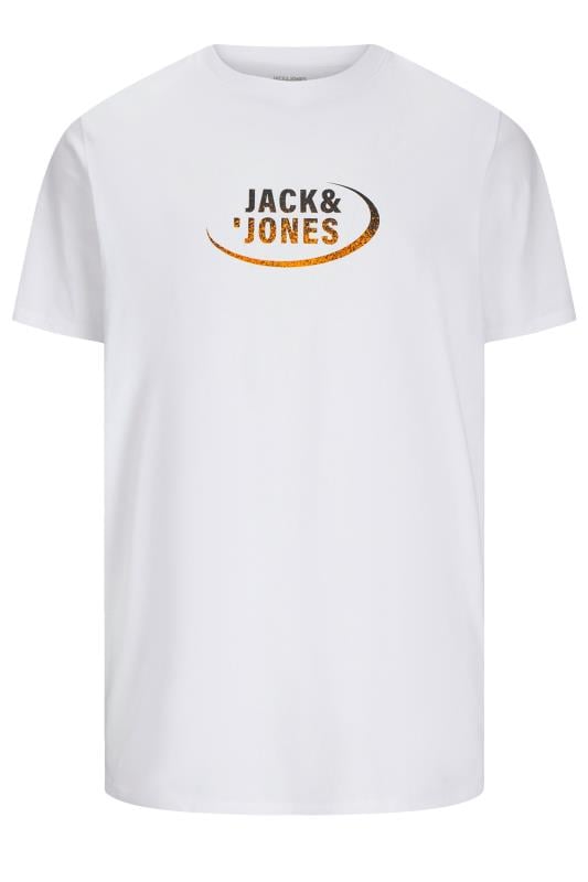JACK & JONES Big & Tall White Logo Graphic Short Sleeve T-Shirt | BadRhino 1