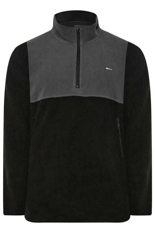 BadRhino Big & Tall Black & Grey Quarter Zip Fleece Sweatshirt | BadRhino 3
