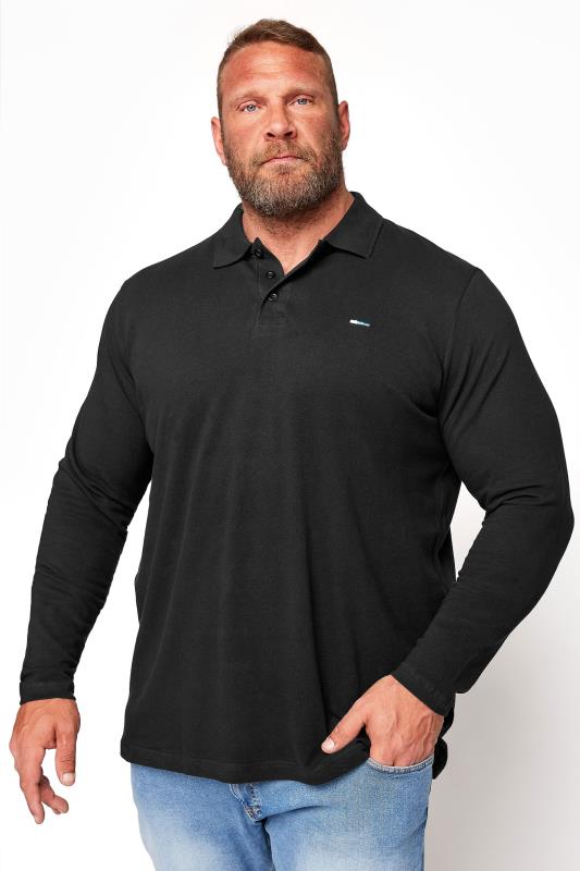 Men's  BadRhino Big & Tall Black Long Sleeve Core Polo Shirt