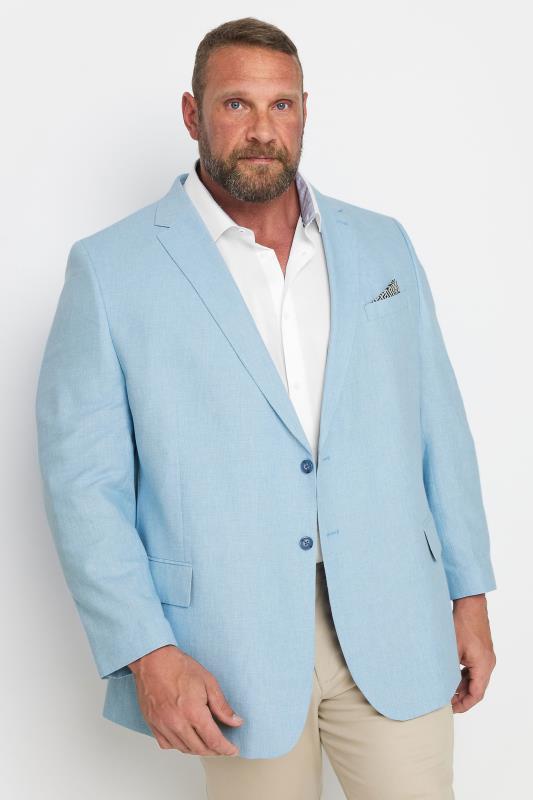 BadRhino Tailoring Big & Tall Light Blue Linen Suit Jacket | BadRhino 1