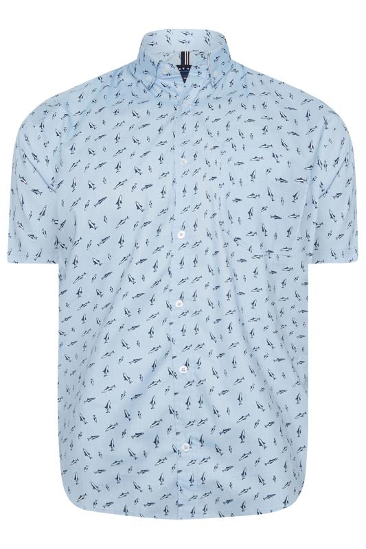 BadRhino Big & Tall Light Blue Shark Print Short Sleeve Shirt | BadRhino  3