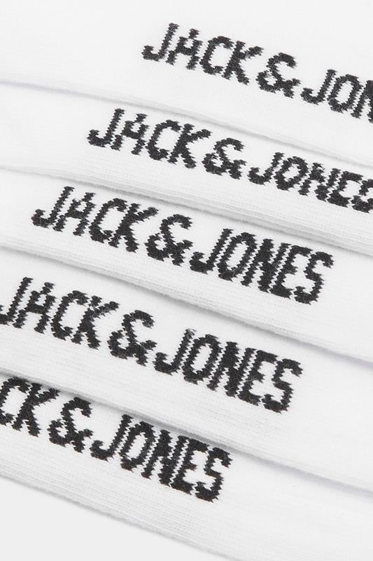 JACK & JONES Big & Tall 5 PACK White Logo Tennis Socks | BadRhino 3