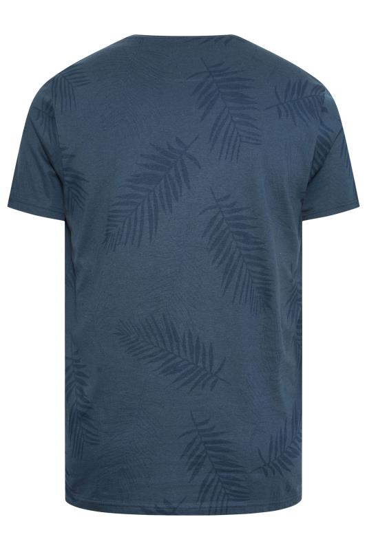 BadRhino Big & Tall Navy Blue Leaf Print T-Shirt | BadRhino 5