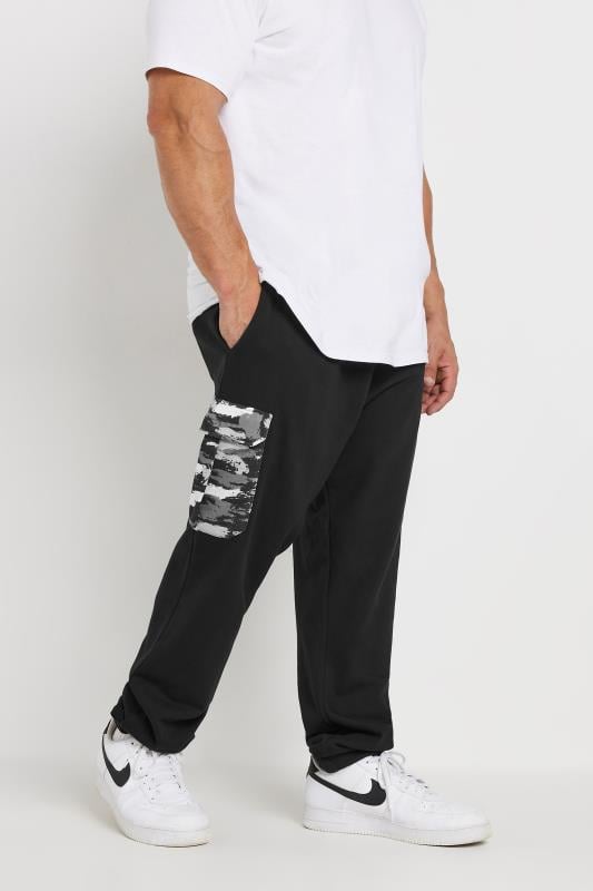 BadRhino Big & Tall Black Camo Detail Cargo Joggers | BadRhino 1