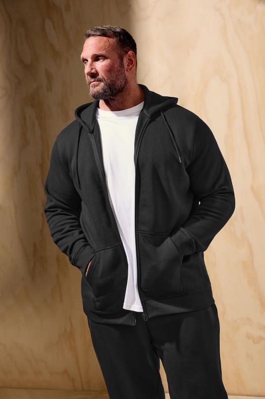 BadRhino Big & Tall Black Premium Zip Through Hoodie | BadRhino 1