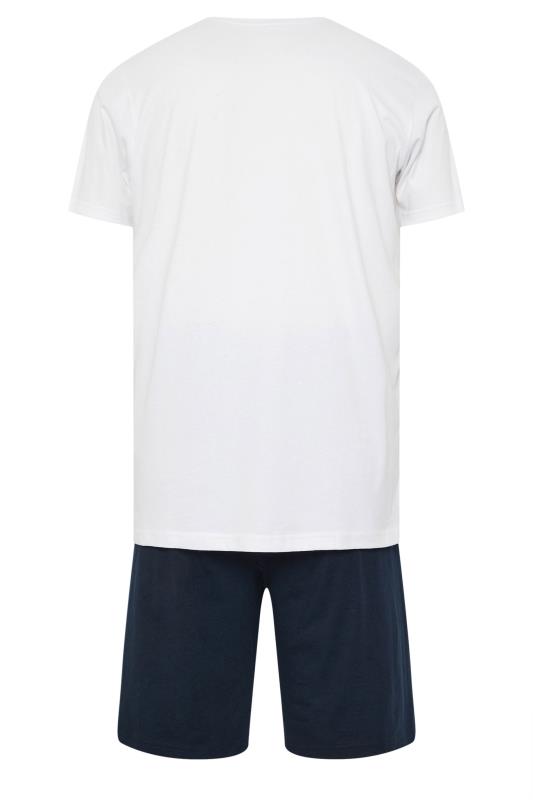 BadRhino Big & Tall White & Navy Blue Lounge Shorts & T-Shirt Set | BadRhino 7