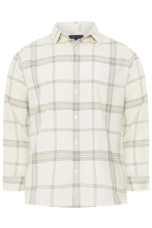 BadRhino Big & Tall Natural Brown Textured Checked Shirt | BadRhino 5