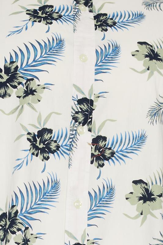 JACK & JONES Big & Tall White Tropical Print Short Sleeve Cotton Shirt | BadRhino 2