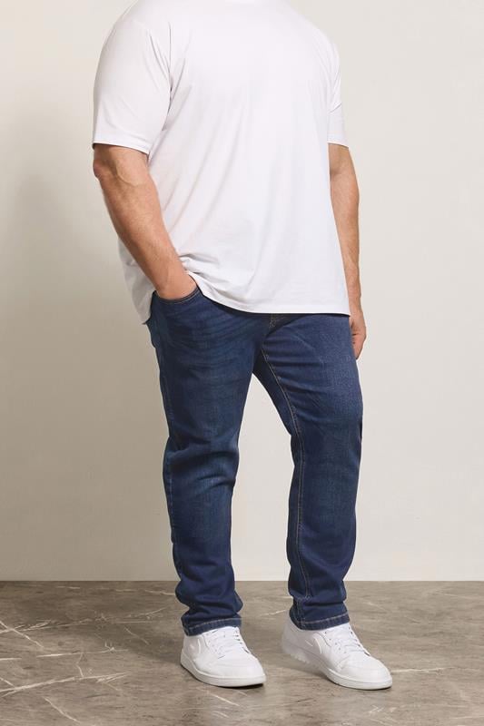 D555 Big & Tall Blue Blue Tapered Stretch Jeans