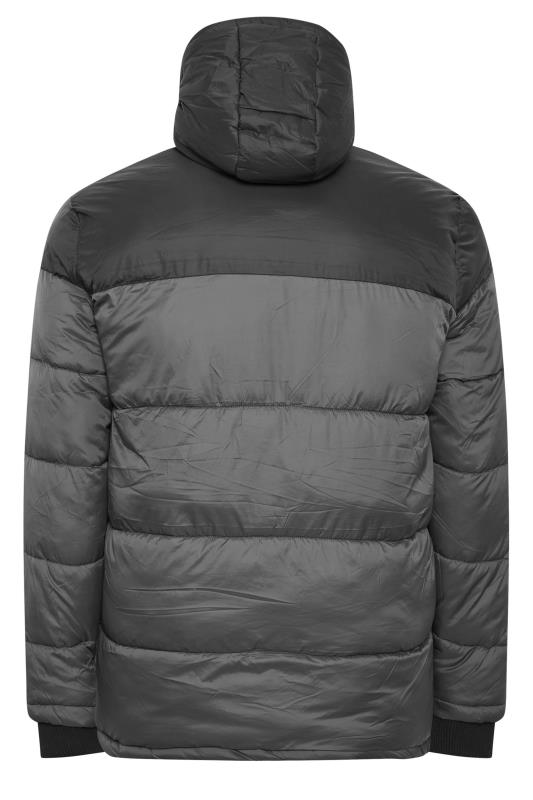 D555 Big & Tall Charcoal Sherpa Lined Puffer Jacket | M&Co 4