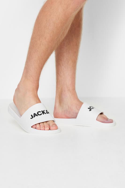 Men's  JACK & JONES White Branded Moulded Sliders