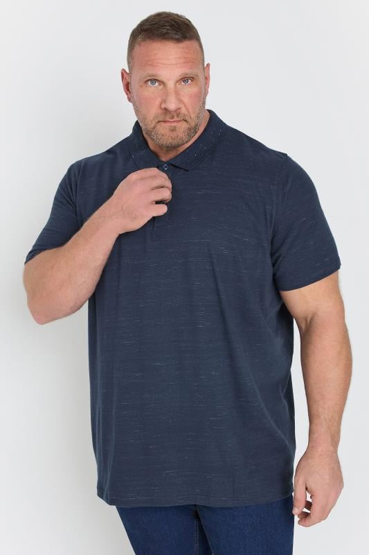 BadRhino Big & Tall Navy Blue Marl Polo Shirt | BadRhino 2