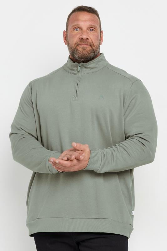 STUDIO A Big & Tall Grey Quarter Zip Sweatshirt | BadRhino 2