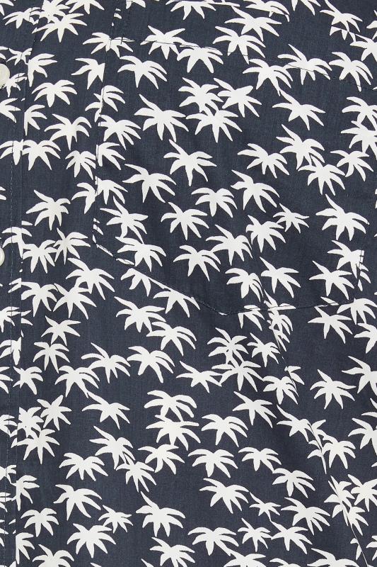 ESPIONAGE Big & Tall Navy Blue Palm Tree Print Shirt | BadRhino 2
