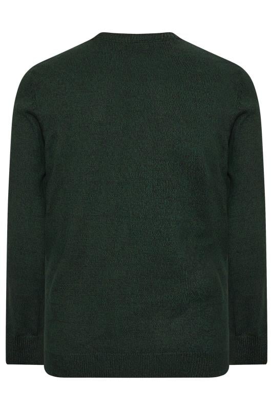 BadRhino Big & Tall Dark Green Crew Neck Cable Knit Jumper | BadRhino 5