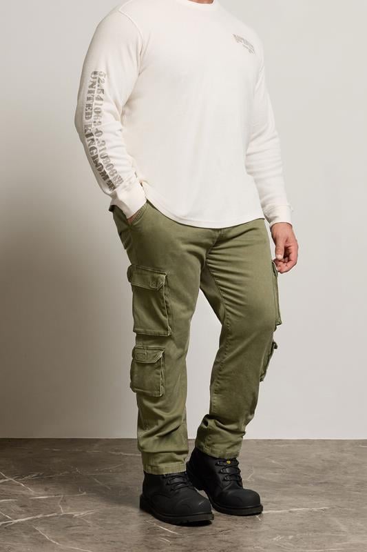 Men's  BadRhino Big & Tall Olive Green Cargo Trousers