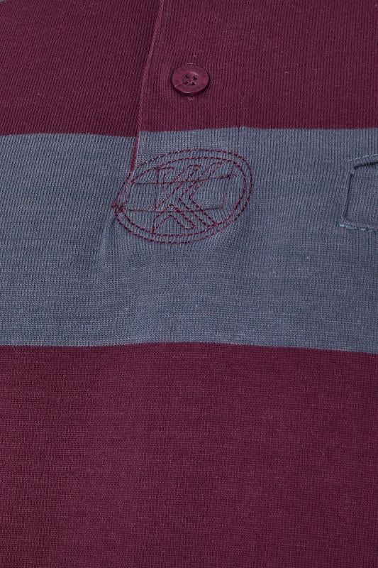 KAM Indigo Blue Striped Long Sleeve Rugby Polo Shirt | BadRhino 3