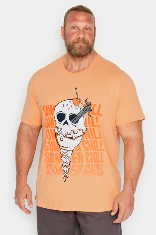 Men's  JACK & JONES Big & Tall Orange Ice Cream Skull Print T-Shirt