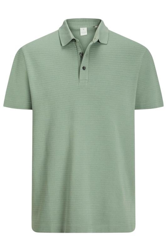 JACK & JONES Big & Tall Sage Green Polo Shirt With Short Sleeves | BadRhino 1