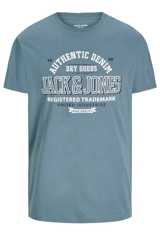 JACK & JONES Big & Tall Blue 'Authentic Denim' Chest Logo T-Shirt | BadRhino 3