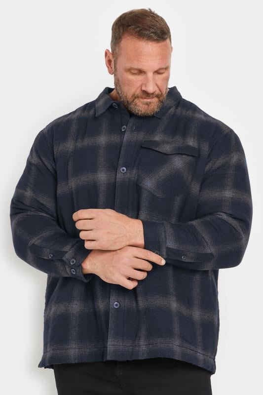 BadRhino Big & Tall Blue Check Print Lined Shacket | BadRhino 1