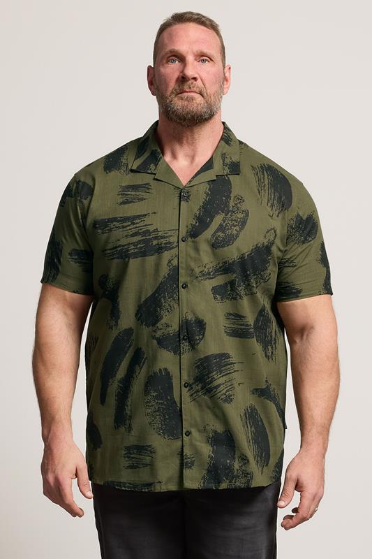 BadRhino Big & Tall Khaki Green Brushstroke Shirt | BadRhino 1