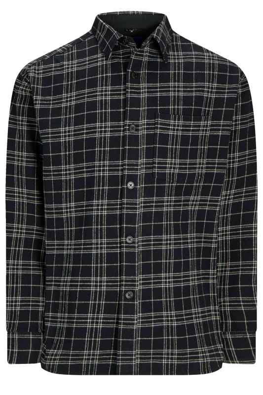 JACK & JONES Big & Tall Black Check Print Flannel Shirt | BadRhino 1