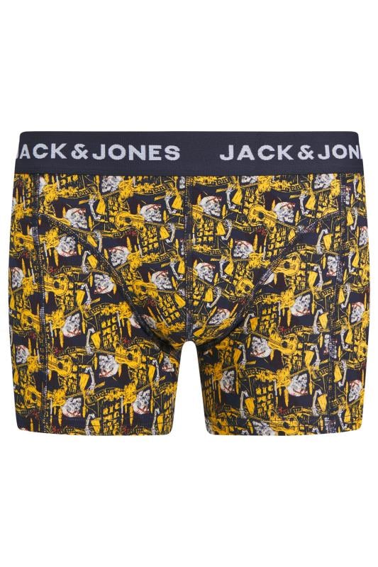 JACK & JONES Big & Tall 3 PACK Navy & Skull Print Trunks | BadRhino 3