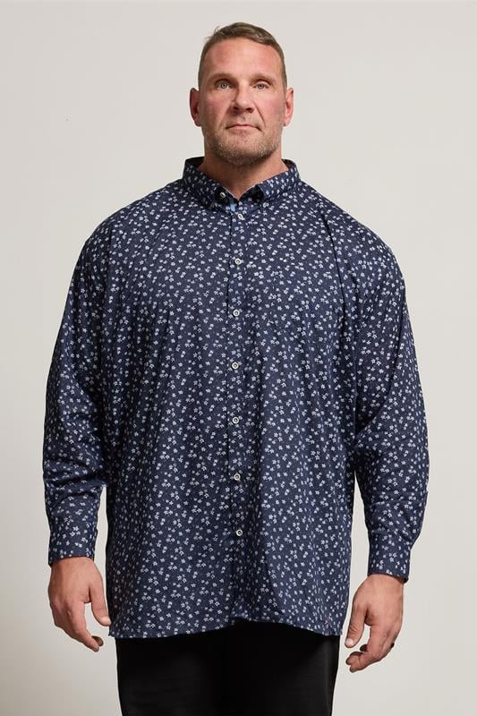 Men's  KAM Big & Tall Navy Blue Floral Shirt