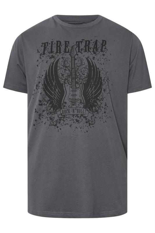 FIRETRAP Big & Tall Grey Guitar Print T-Shirt | BadRhino 3