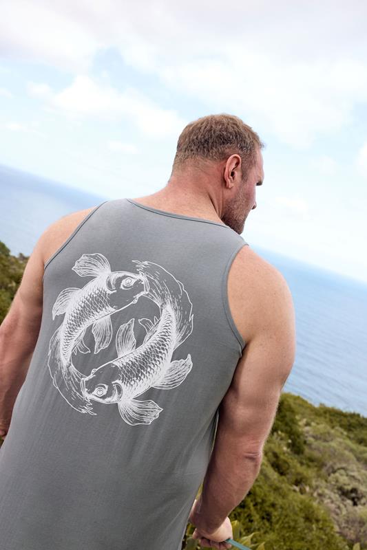  BadRhino Big & Tall Blue Koi Carp Graphic Vest Top