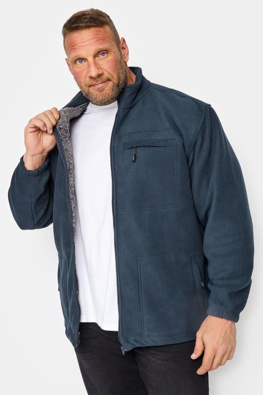 Men's  KAM Big & Tall Navy Blue Fleece Jacket