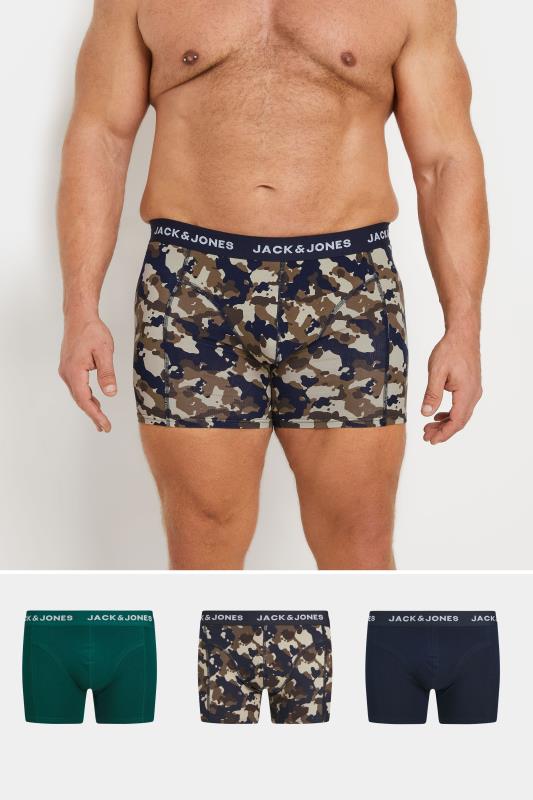 JACK & JONES Big & Tall 3 PACK Navy & Camo Print Trunks | BadRhino 1