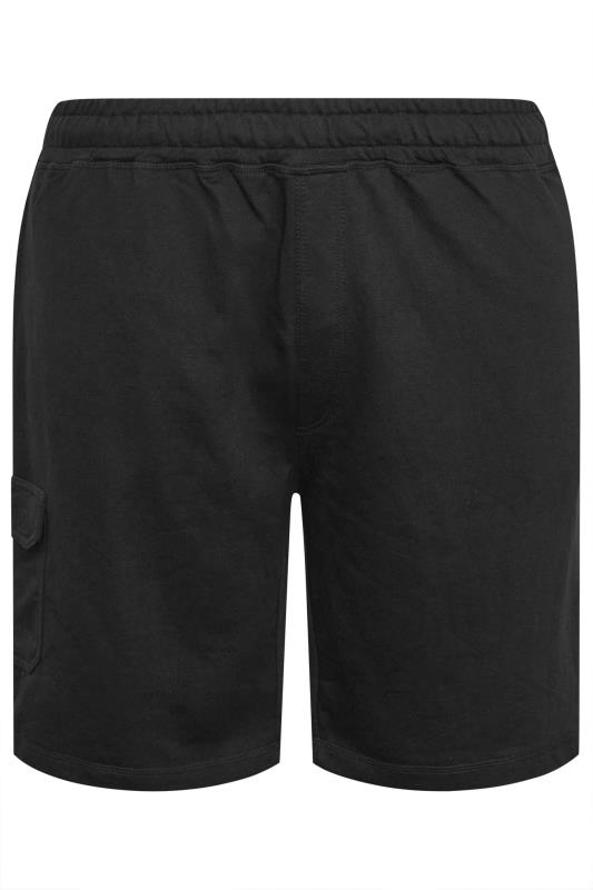D555 Big & Tall Black Cotton Jogger Shorts | BadRhino 3