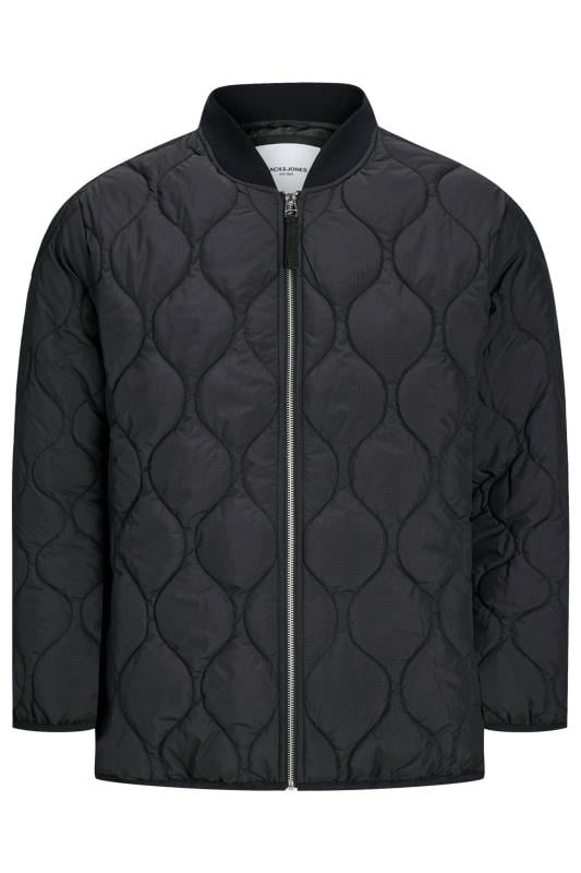 JACK & JONES Big & Tall Black Waterproof Quilted Jacket | BadRhino 1